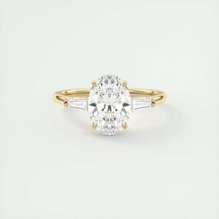 1.91 CT Oval Cut Three Stone Diamond Moissanite Engagement Ring
