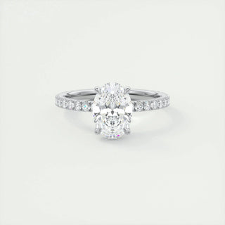 1.91 CT Oval Cut Pave Diamond Moissanite Engagement Ring