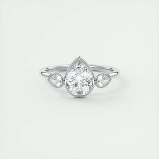 1.33 CT Pear Bezel 3 Stone Diamond Moissanite Engagement Ring