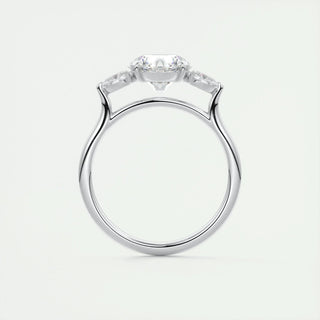 Elegant 2.0ct round three stone moissanite ring side profile view