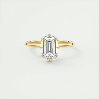 1.91 CT Emerald Solitaire Halo Moissanite Engagement Ring band view