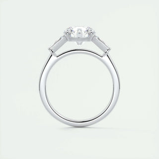Timeless 2.0ct round three stone moissanite ring overhead view