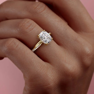 2.0CT Elongated Cushion Cut Infinity Pave Diamond Moissanite Engagement Ring
