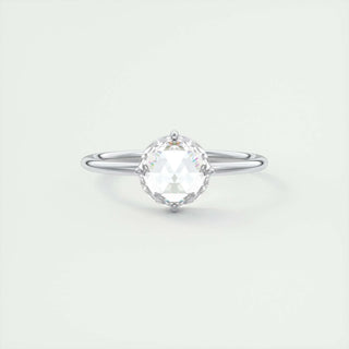 1.19 CT Round Rose Cut Solitaire Moissanite Diamond Engagement Ring