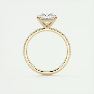 2.08 CT Princess Cut Pave Classic Moissanite Engagement Ring on hand