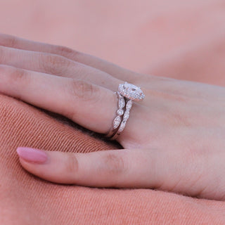Sparkling 1.50ct oval halo moissanite ring overhead view