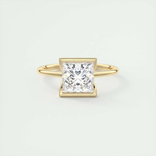 2.08CT Princess Solitaire Half Bezel Moissanite Engagement Ring