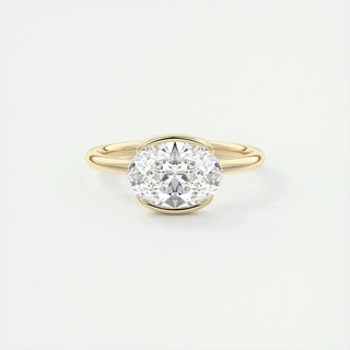 1.91CT Oval Half Bezel Solitaire Moissanite Engagement Ring