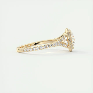 2.0 CT Round Cut Halo Split Shank Diamond Moissanite Engagement Ring