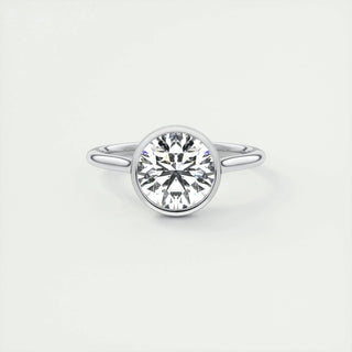 2.0 CT Round Bezel Solitaire Moissanite Engagement Ring