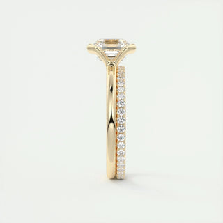 2.03CT Asscher Cut Half Bezel Solitaire Moissanite Engagement Ring