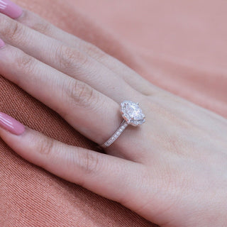 Shimmering 2.30ct cushion halo moissanite ring sparkle close up