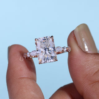 4.50CT Radiant Cut Moissanite Diamond Hidden Halo Pave Timeless Engagement Rings
