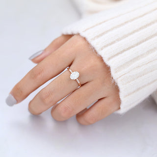1.33 CT Oval Cut Pave Sparkling Moissanite Engagement Ring angle view