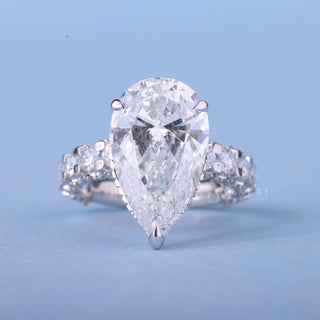 2.50CT Pear Cut Moissanite Diamond Hidden Halo Pave Engagement Ring