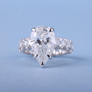 2.0CT Pear Moissanite Diamond Hidden Halo Pave Engagement Ring