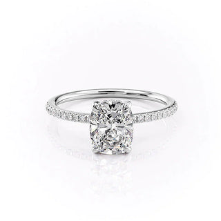 Exquisite 2.0ct cushion hidden halo moissanite ring sparkle close up