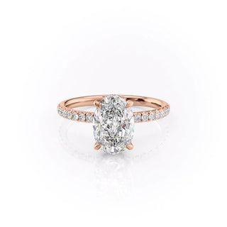 2.10 CT Oval Solitaire Sparkling Moissanite Engagement Ring full view