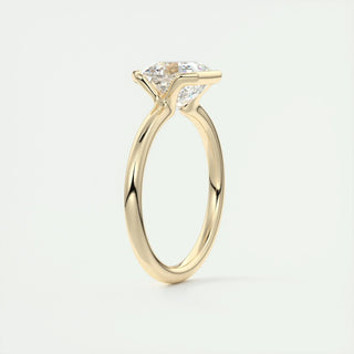 2.03CT Asscher Cut Half Bezel Solitaire Moissanite Engagement Ring