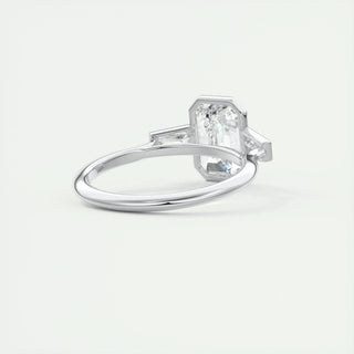 2.30CT Emerald Cut Bezel 3 Stone Diamond Moissanite Engagement Ring