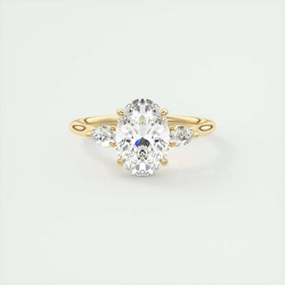 1.91 CT Oval Cut Three Stone Moissanite Engagement Ring