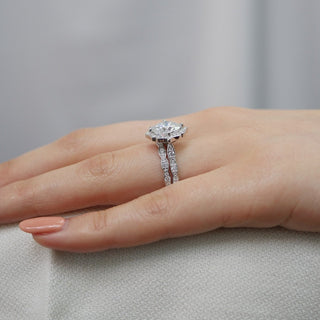 Graceful 2.30ct cushion halo moissanite ring overhead view