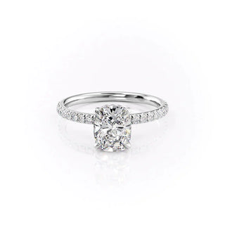 2.0CT Cushion Cut Hidden Halo Pave Diamond Moissanite Engagement Ring