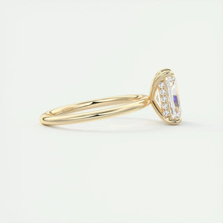 2.10 CT Radiant Cut Hidden Halo Solitaire Moissanite Engagement Ring