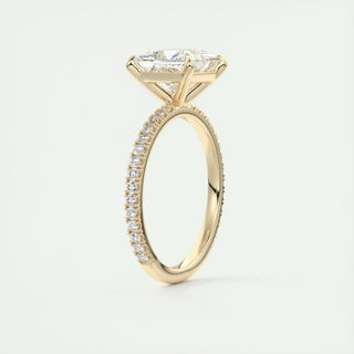 2.08 CT Princess Cut Pave Classic Moissanite Engagement Ring close up