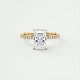 2.10 CT Radiant Cut Pave Diamond Moissanite Engagement Ring
