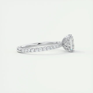 2.03CT Asscher Cut Pave Diamond Moissanite Engagement Ring