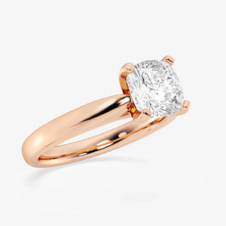 Graceful 1.0ct cushion solitaire moissanite ring detail view of the band