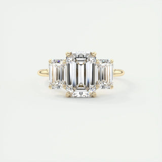 1.91 CT Emerald Cut Three stone Moissanite Engagement Ring side view