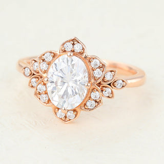1.33 CT Oval Brilliant Sparkling Moissanite Engagement Ring top view