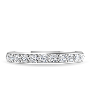 Vintage round half eternity moissanite wedding band angled view showing its sparkle image 3
