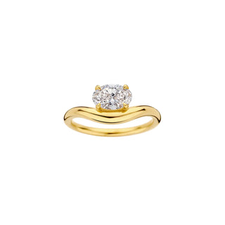 0.80ct Oval East West Diamond Trace Band Unique Engagement Ring