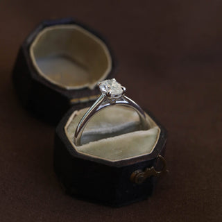 0.75 CT Round Brilliant Solitaire Moissanite Engagement Ring close up