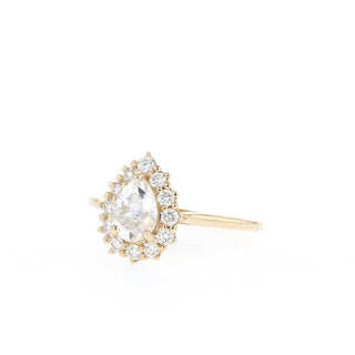 0.8CT Pear Moissanite Diamond Halo Engagement Ring