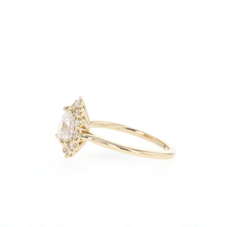 0.8CT Pear Moissanite Diamond Halo Engagement Ring