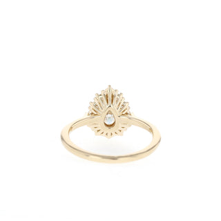 0.75CT Pear Moissanite Diamond Halo Engagement Ring