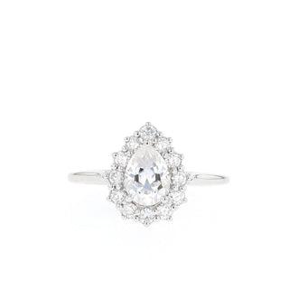 0.8CT Pear Moissanite Diamond Halo Engagement Ring