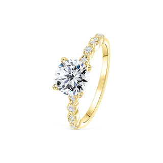 1.50 CT Round Cut Solitaire Halo Moissanite Engagement Ring band view