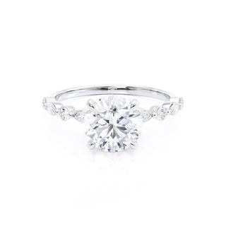 Brilliant 1.0ct round solitaire moissanite ring angled view showing its sparkle image 2