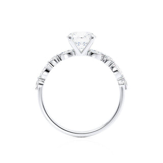 Brilliant 1.0ct round solitaire moissanite ring shown on a finger image 2