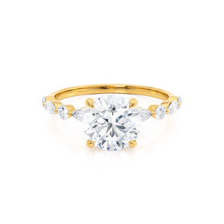 Luminous 1.0ct round solitaire moissanite ring angled view showing its sparkle image 3