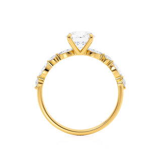 Luminous 1.0ct round solitaire moissanite ring shown on a finger image 3