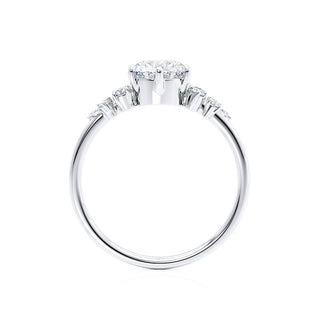 Timeless 2.52ct oval cluster moissanite ring side profile view