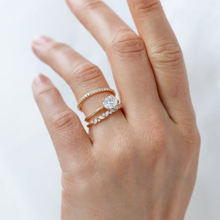 Modern round full eternity moissanite wedding band front view