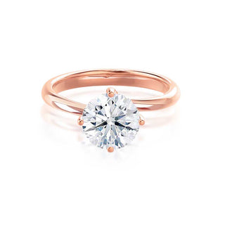 Chic 1.20ct round solitaire moissanite ring angled view showing its sparkle