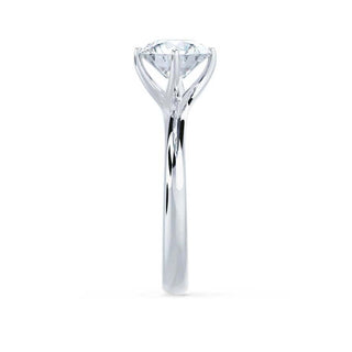 Refined 1.20ct round solitaire moissanite ring side profile view
